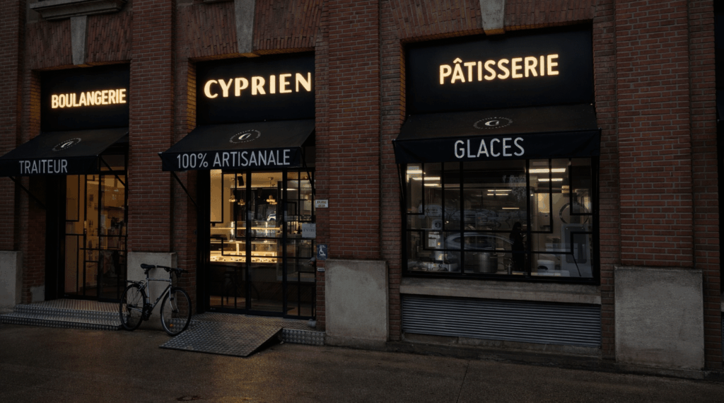 Enseigne lumineuse à Toulouse pour la boulangerie Cyprien